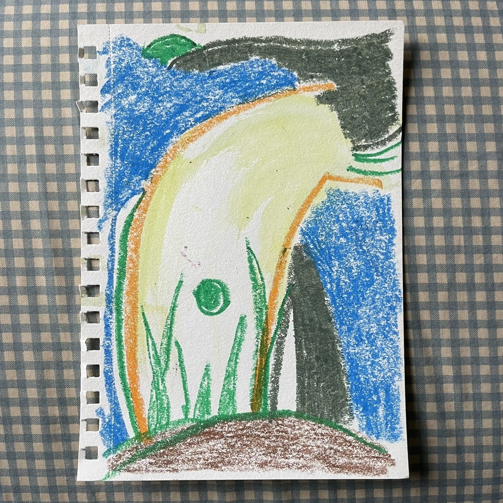 OMAN Original Abstract Landscape Drawing Organic Nature Shape Art 5.5x8.5 Pastel